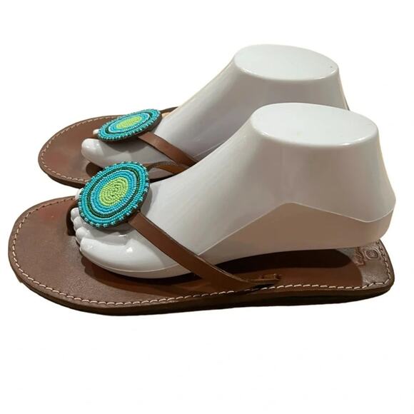 Beadle Disc Style Leather Sandals Size 8 - Picture 2 of 8